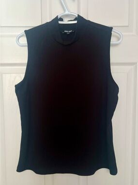 Mile End Tank Top Sleeveless Turtleneck Black Large Women Mockneck Fitted